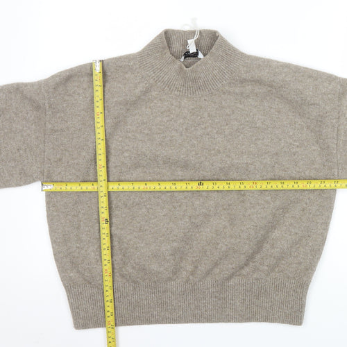& Other Stories Women Beige Mock Neck Wool Blend Pullover Jumper Size 12