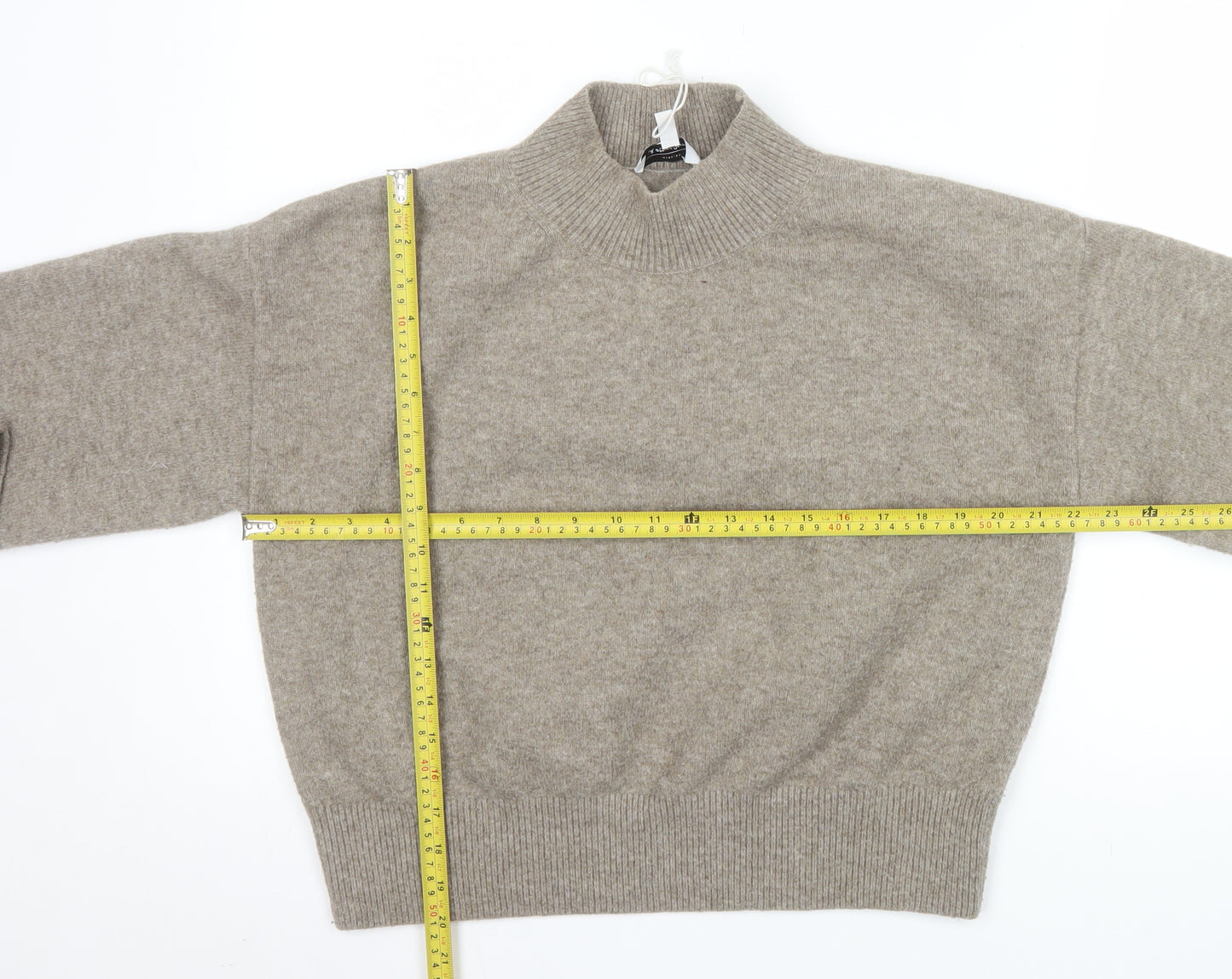 & Other Stories Women Beige Mock Neck Wool Blend Pullover Jumper Size 12