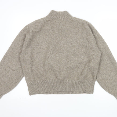 & Other Stories Women Beige Mock Neck Wool Blend Pullover Jumper Size 12