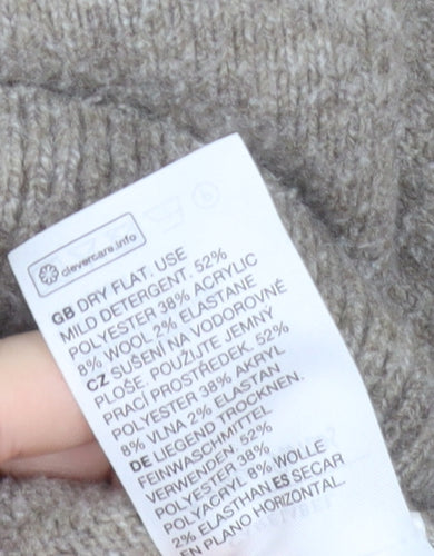 & Other Stories Women Beige Mock Neck Wool Blend Pullover Jumper Size 12