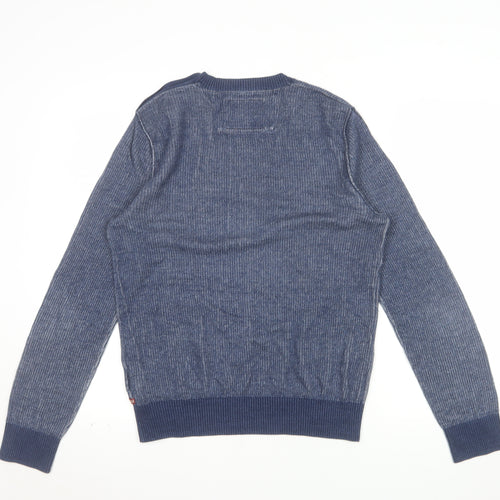 Banana Republic Men’s Blue Cotton Crew Neck Button Jumper Size S