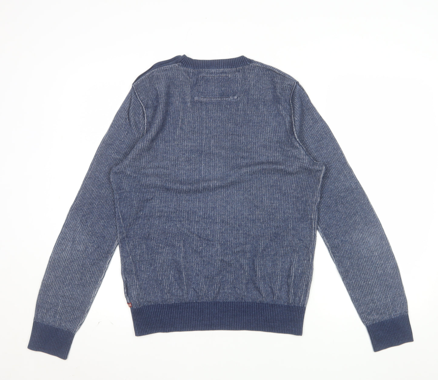 Banana Republic Men’s Blue Cotton Crew Neck Button Jumper Size S