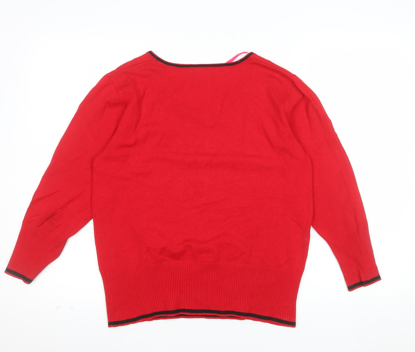 Roman Women's Red Polka Dot Scoop Neck Knit Jumper Size 14