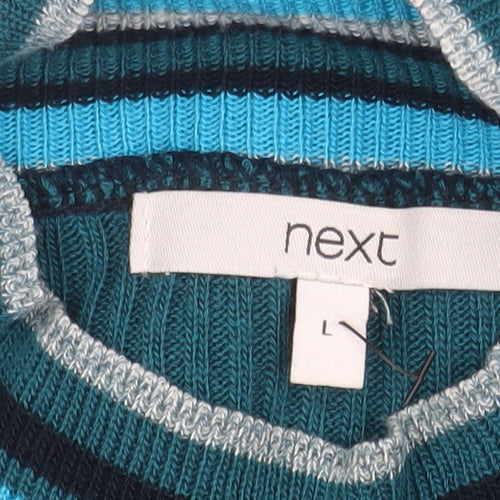 Next Women’s Multicoloured Striped Knit Bodycon Roll Neck Dress Size L