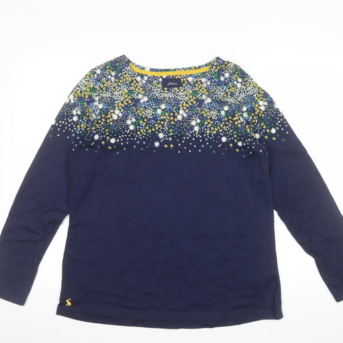 Joules Womens Blue Floral Long Sleeve Cotton T-Shirt Size 16