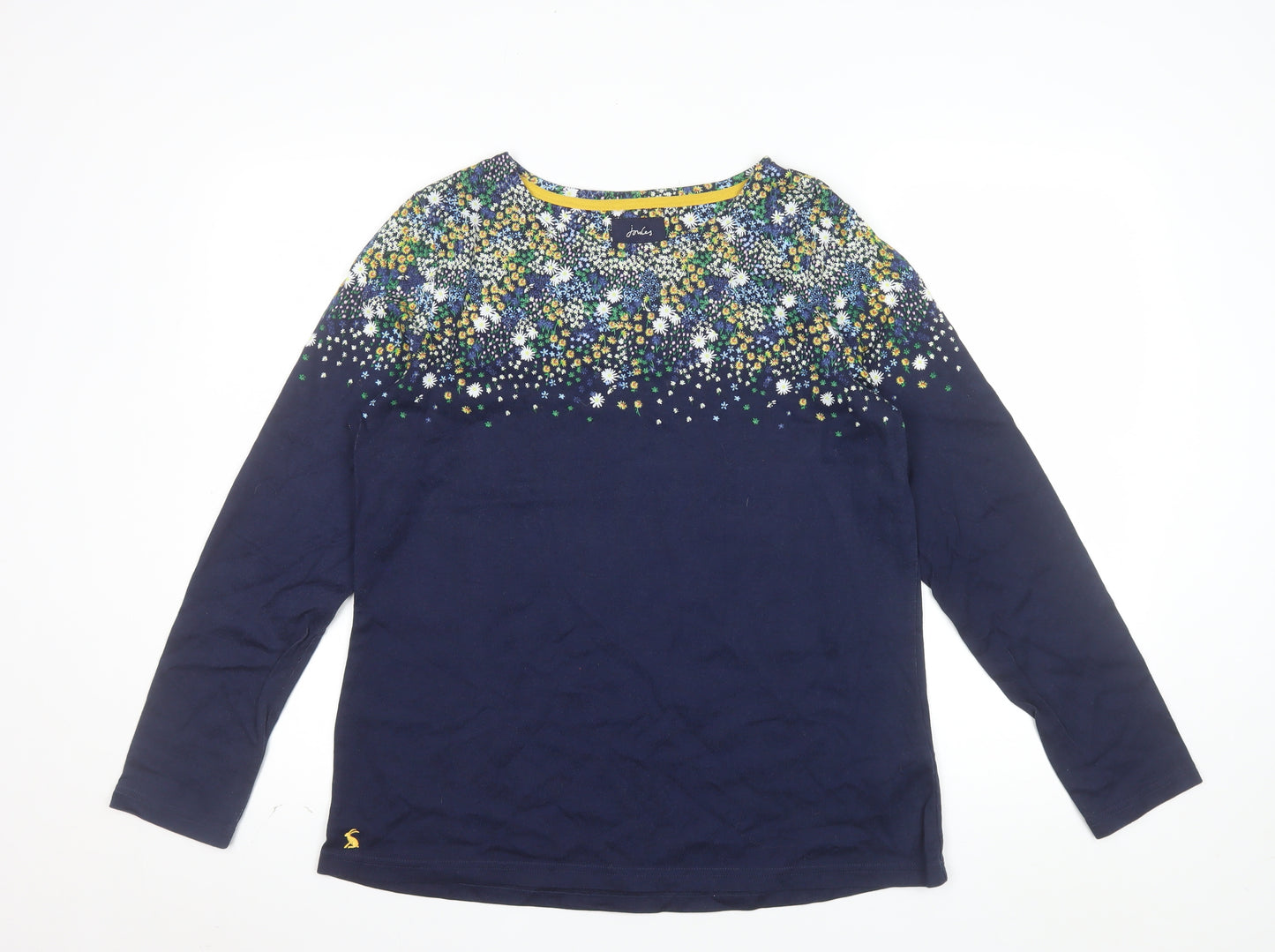 Joules Womens Blue Floral Long Sleeve Cotton T-Shirt Size 16