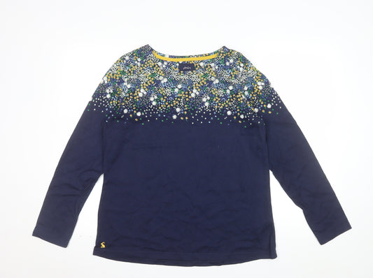 Joules Womens Blue Floral Long Sleeve Cotton T-Shirt Size 16