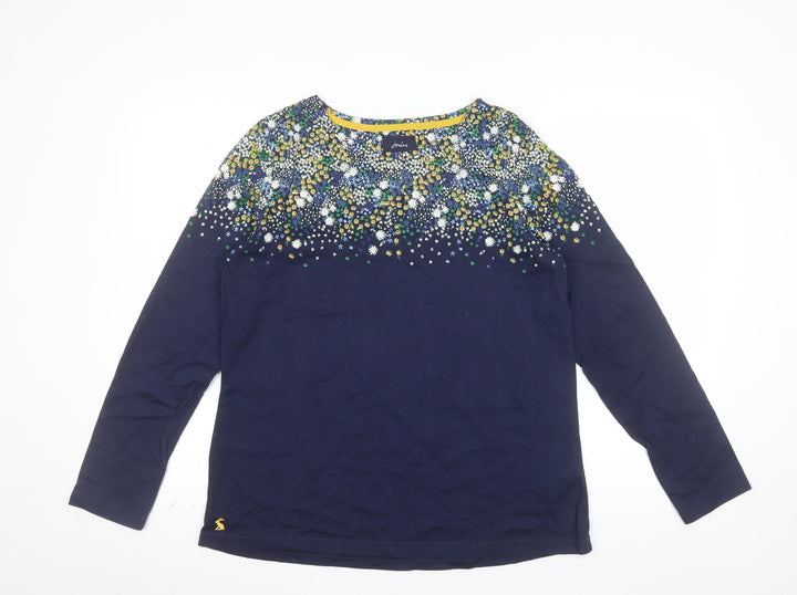 Joules Womens Blue Floral Long Sleeve Cotton T-Shirt Size 16