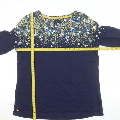 Joules Womens Blue Floral Long Sleeve Cotton T-Shirt Size 16