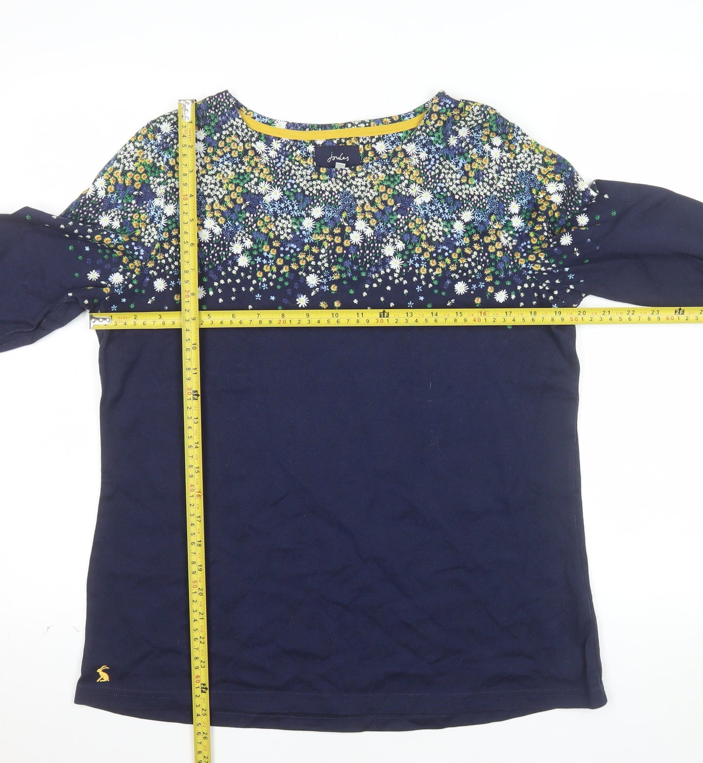 Joules Womens Blue Floral Long Sleeve Cotton T-Shirt Size 16