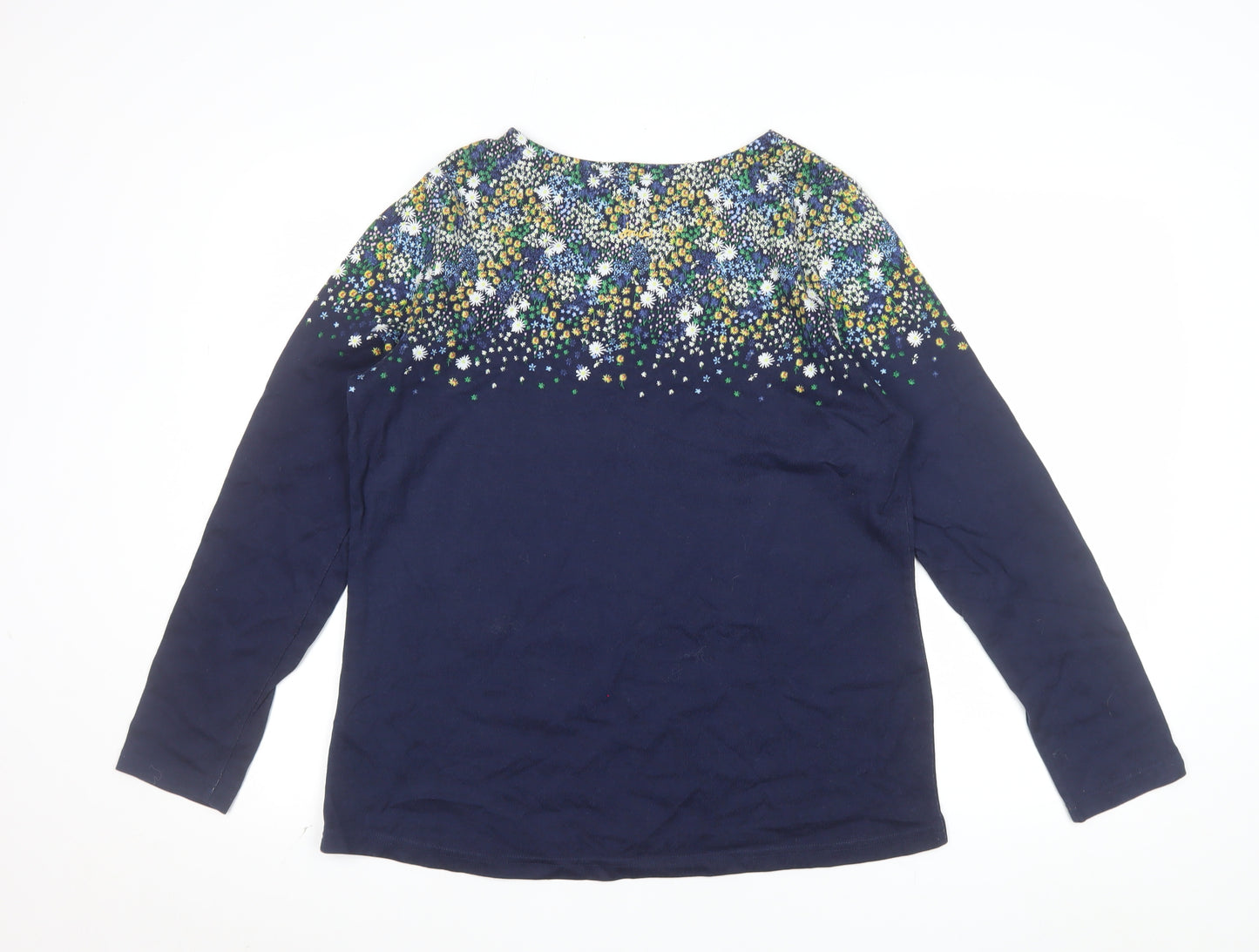 Joules Womens Blue Floral Long Sleeve Cotton T-Shirt Size 16
