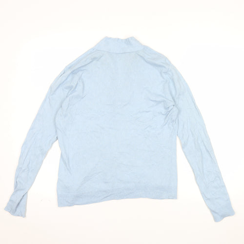Brooks Brothers Women's Blue Cashmere Silk V-Neck Jumper XL