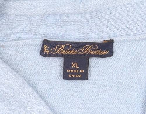 Brooks Brothers Women's Blue Cashmere Silk V-Neck Jumper XL