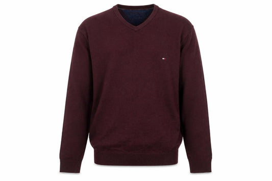 Front view of Tommy Hilfiger Men's Burgundy L jumper Pima Cotton Cashmere Crew Neck