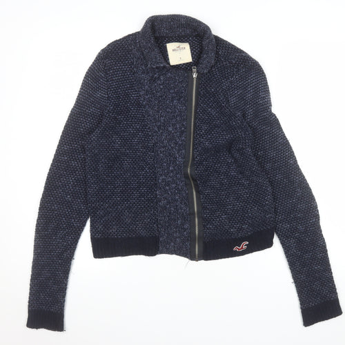 Hollister Womens Blue Full Zip Knit Cardigan Small Classic Fit