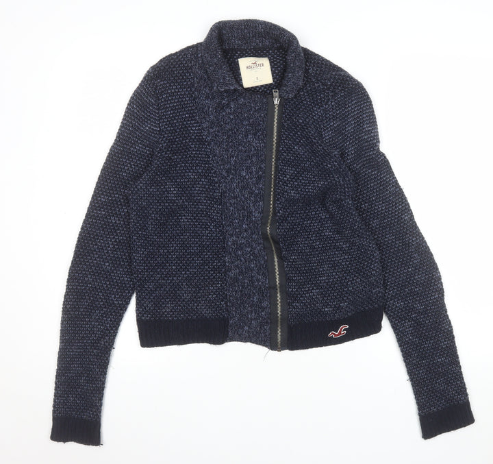 Hollister Womens Blue Full Zip Knit Cardigan Small Classic Fit