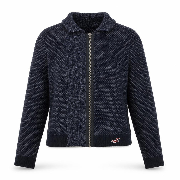 Hollister Womens Blue Full Zip Knit Cardigan Small Classic Fit