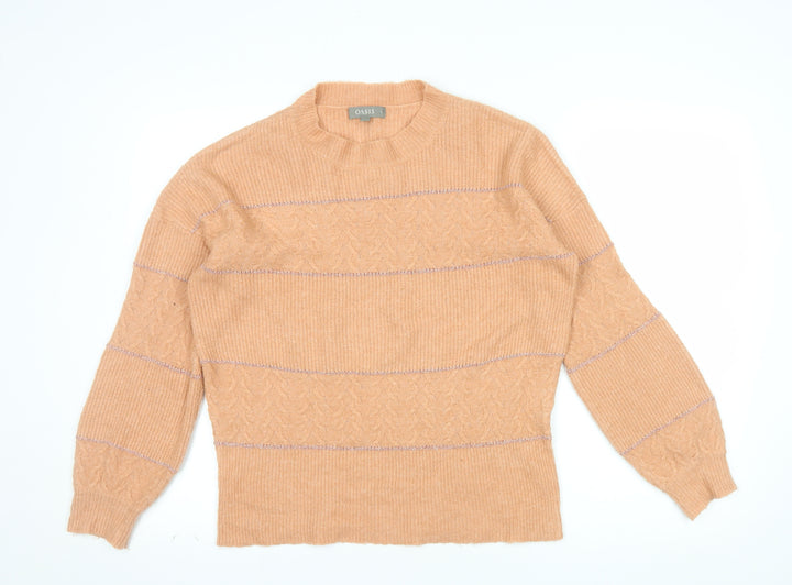 Oasis Women’s Beige Mock Neck Cable-Knit Wool Blend Jumper Size S