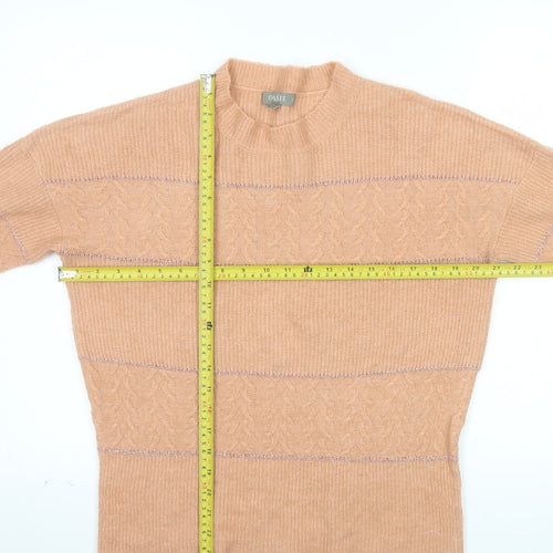 Oasis Women’s Beige Mock Neck Cable-Knit Wool Blend Jumper Size S