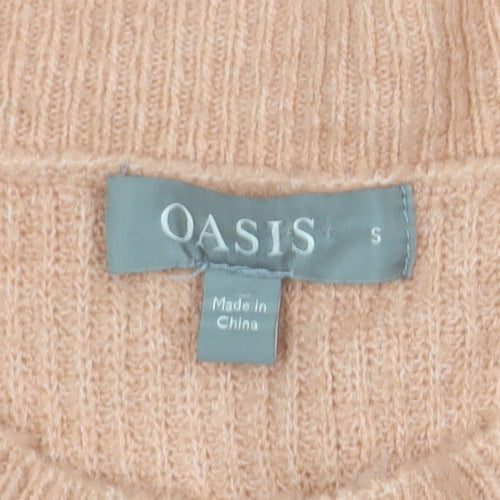 Oasis Women’s Beige Mock Neck Cable-Knit Wool Blend Jumper Size S