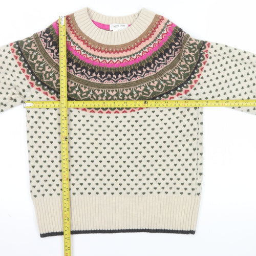 White Stuff Women's Beige Fair Isle Wool Jumper Size 6