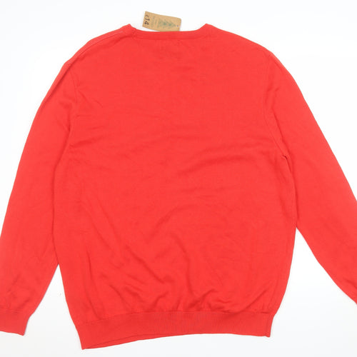 George Men's Red XL Reindeer Christmas Pullover Jumper