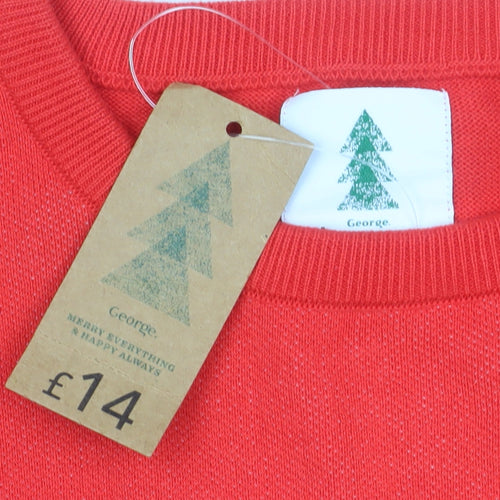 George Men's Red XL Reindeer Christmas Pullover Jumper