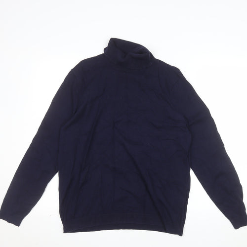 Burton Menswear London Men's Blue Roll Neck Cotton Jumper L