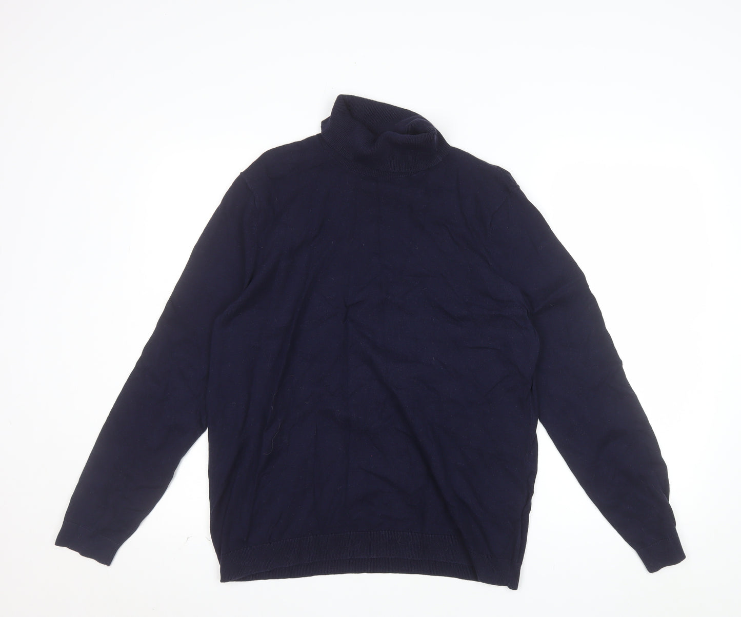 Burton Menswear London Men's Blue Roll Neck Cotton Jumper L