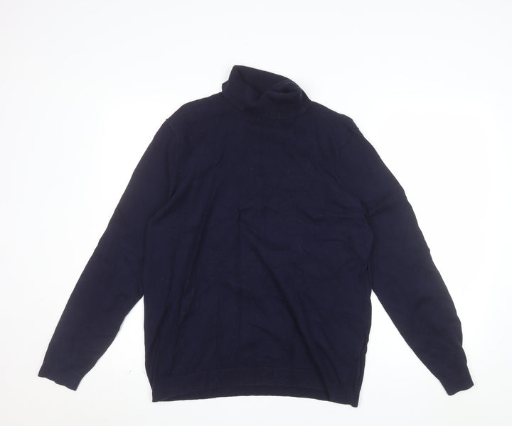 Burton Menswear London Men's Blue Roll Neck Cotton Jumper L