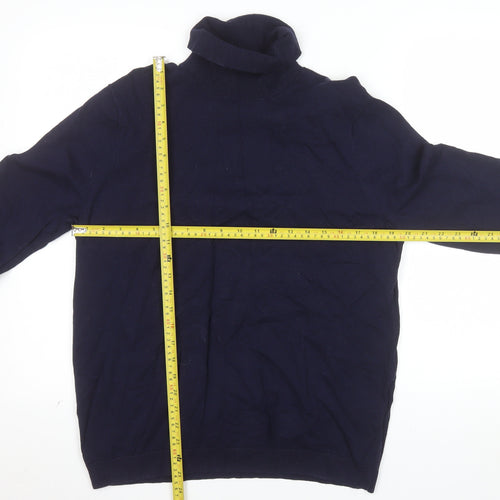 Burton Menswear London Men's Blue Roll Neck Cotton Jumper L