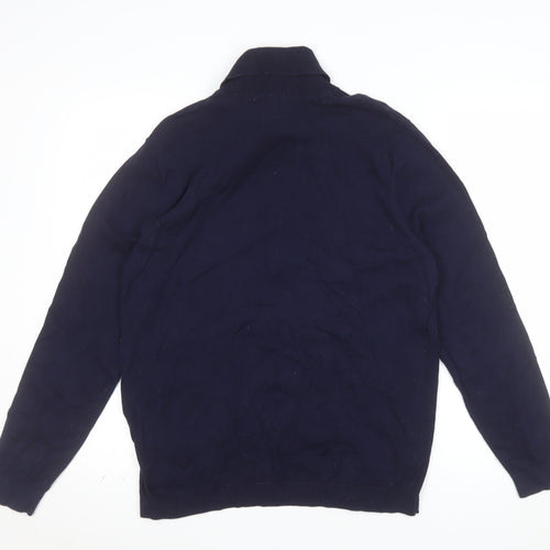 Burton Menswear London Men's Blue Roll Neck Cotton Jumper L