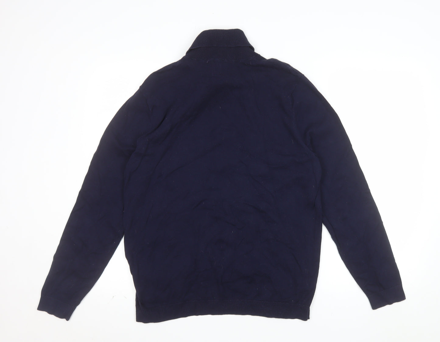 Burton Menswear London Men's Blue Roll Neck Cotton Jumper L