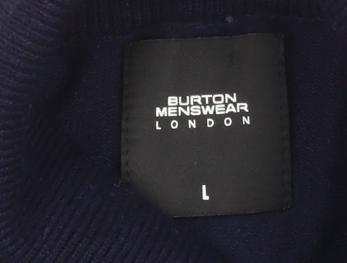 Burton Menswear London Men's Blue Roll Neck Cotton Jumper L