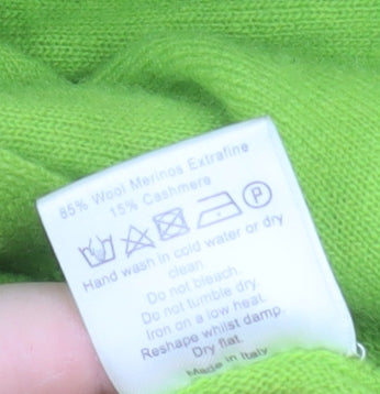 Sahara Women’s Green Wool Cashmere V-Neck Relaxed Fit Jumper S/M