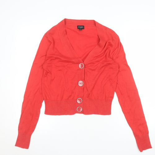 Hobbs Women Red Cotton Long Sleeve Cardigan Size 12