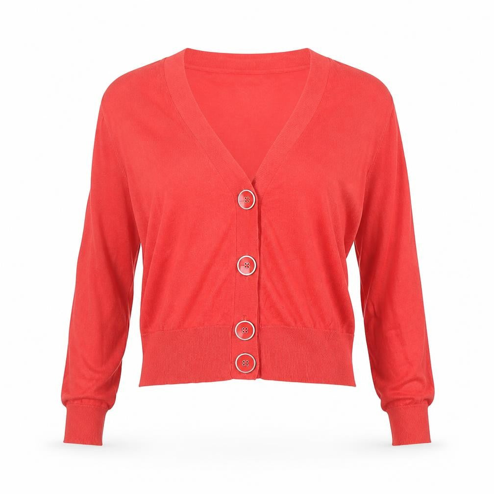Hobbs Women Red Cotton Long Sleeve Cardigan Size 12