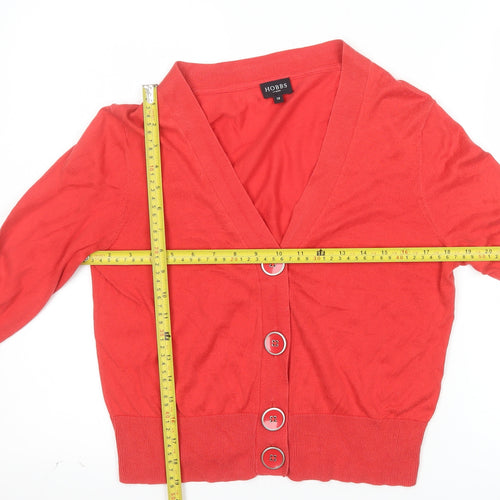 Hobbs Women Red Cotton Long Sleeve Cardigan Size 12