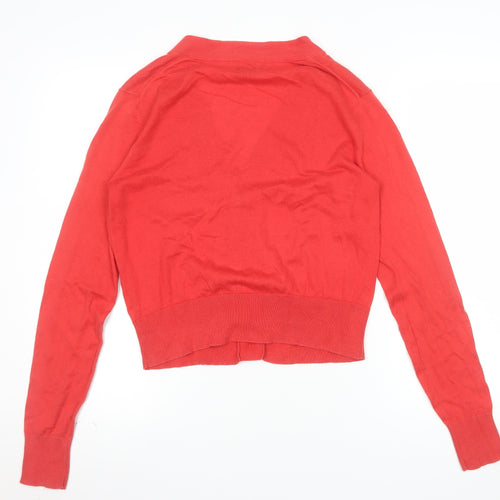 Hobbs Women Red Cotton Long Sleeve Cardigan Size 12