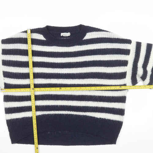L.O.G.G. Women Navy White Striped Crew Neck Pullover Jumper M