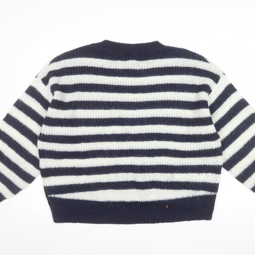 L.O.G.G. Women Navy White Striped Crew Neck Pullover Jumper M