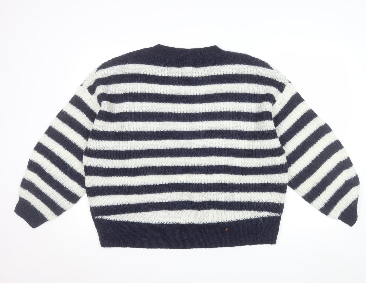 L.O.G.G. Women Navy White Striped Crew Neck Pullover Jumper M
