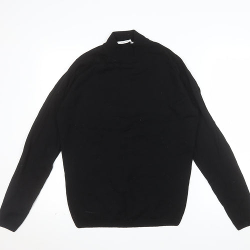 EWM Women Black Wool Mock Neck Long Sleeve Pullover Jumper Size 14-16