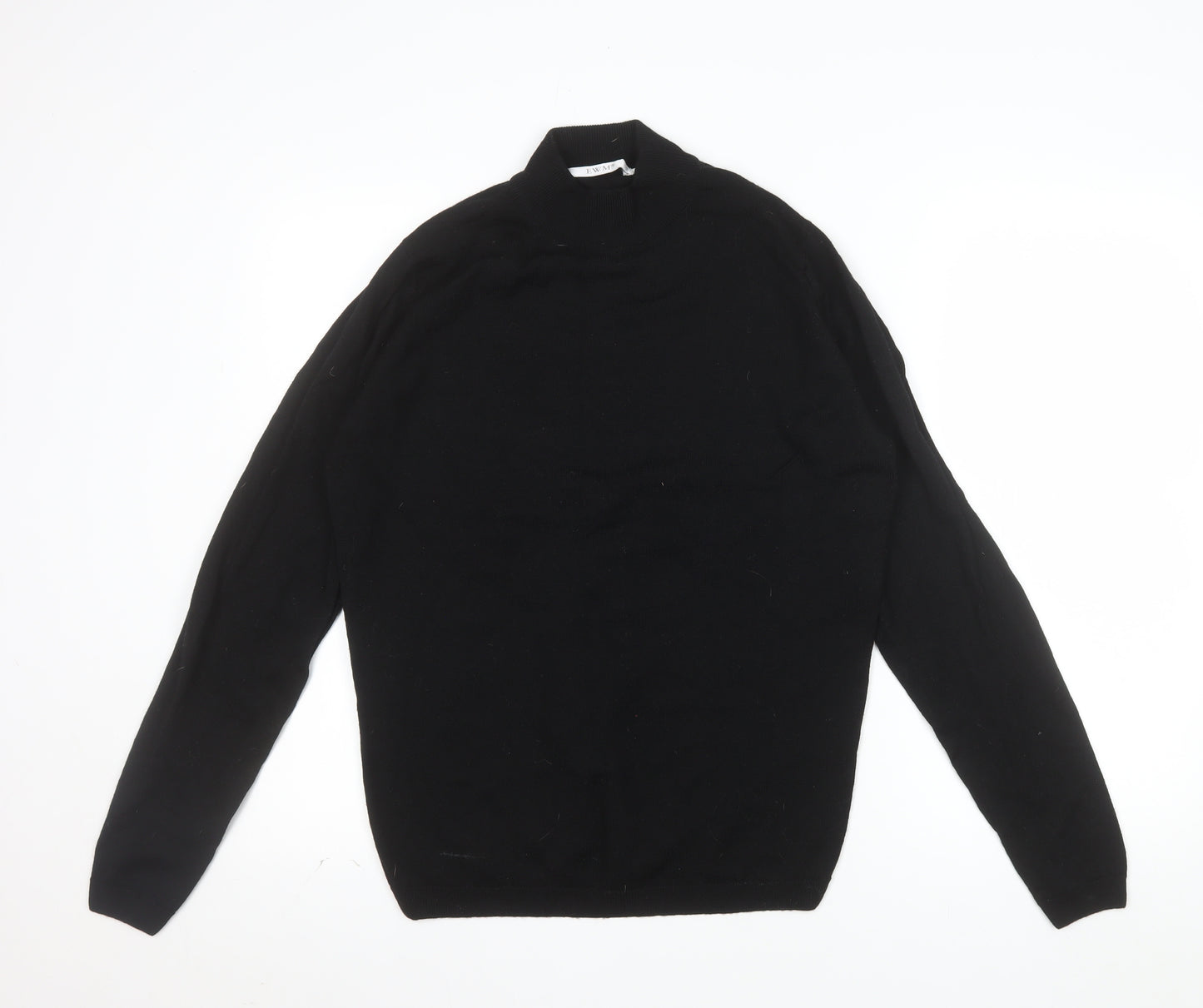 EWM Women Black Wool Mock Neck Long Sleeve Pullover Jumper Size 14-16