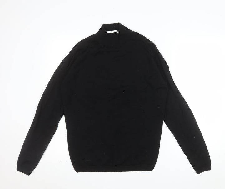 EWM Women Black Wool Mock Neck Long Sleeve Pullover Jumper Size 14-16