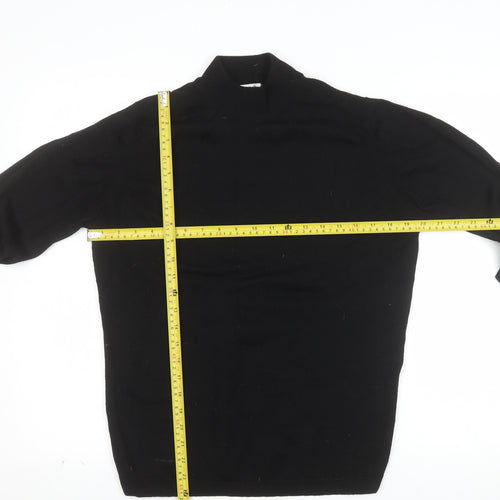 EWM Women Black Wool Mock Neck Long Sleeve Pullover Jumper Size 14-16