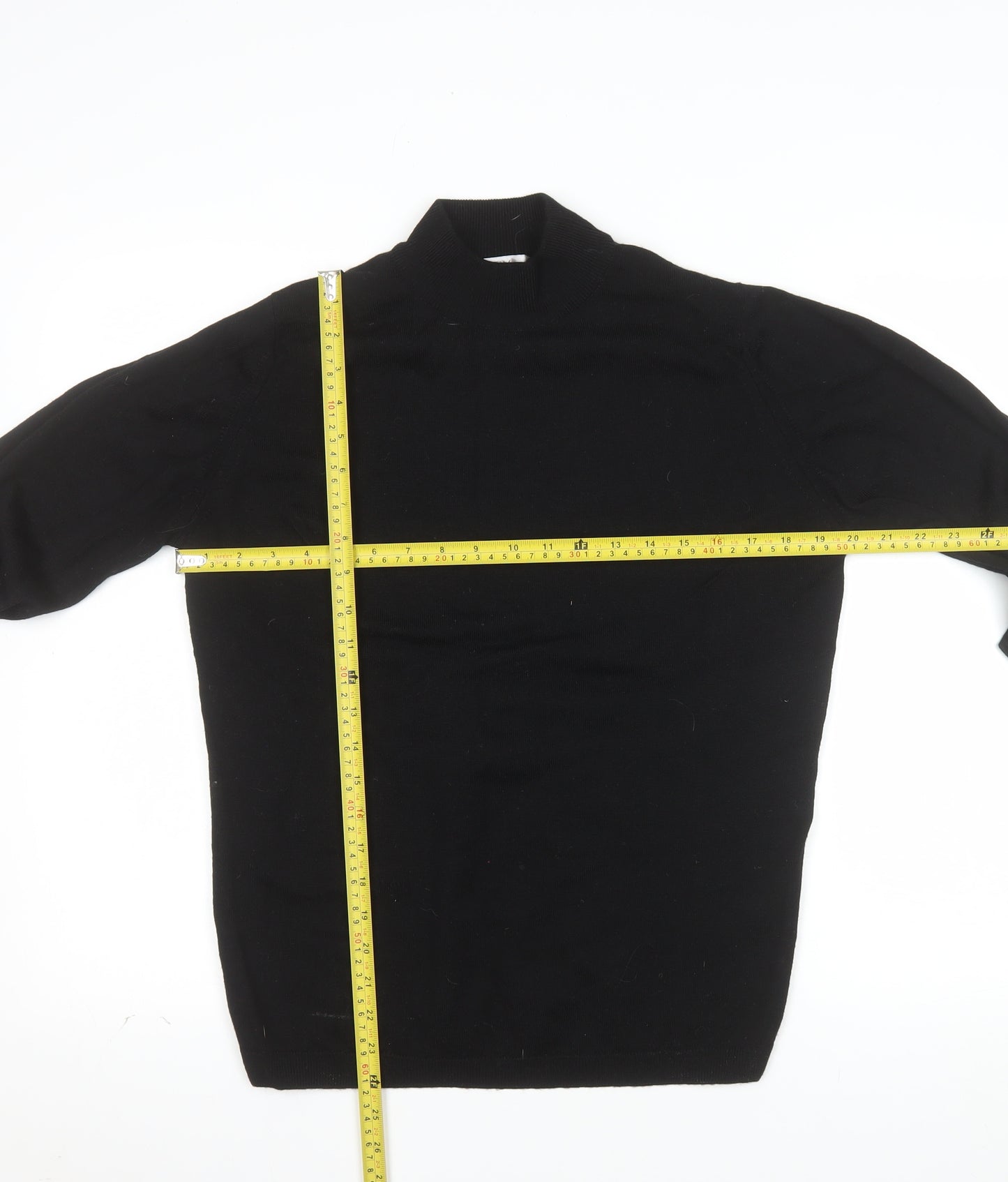 EWM Women Black Wool Mock Neck Long Sleeve Pullover Jumper Size 14-16