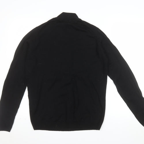 EWM Women Black Wool Mock Neck Long Sleeve Pullover Jumper Size 14-16
