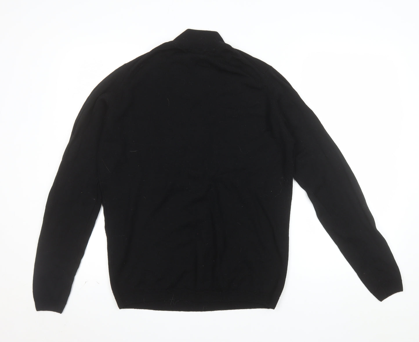 EWM Women Black Wool Mock Neck Long Sleeve Pullover Jumper Size 14-16