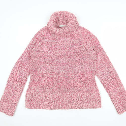 Next Women Pink Roll Neck Chunky Knit Jumper UK 12 Long Sleeve